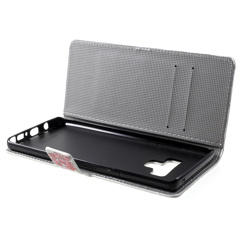 Patrón De La Impresión De La Cartera Soporte De Cuero Protección Del Teléfono Móvil Shell Para Samsung Galaxy Nota 9 - Flor Del Ciruelo-5