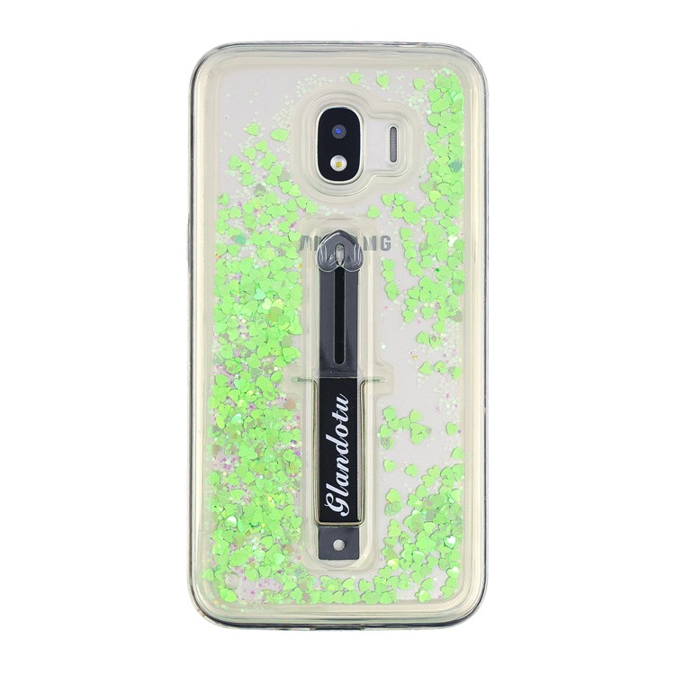 

Finger Grip Kickstand Quicksand TPU + PC Hybrid Phone Cover for Samsung Galaxy J2 Pro 2018 - Green