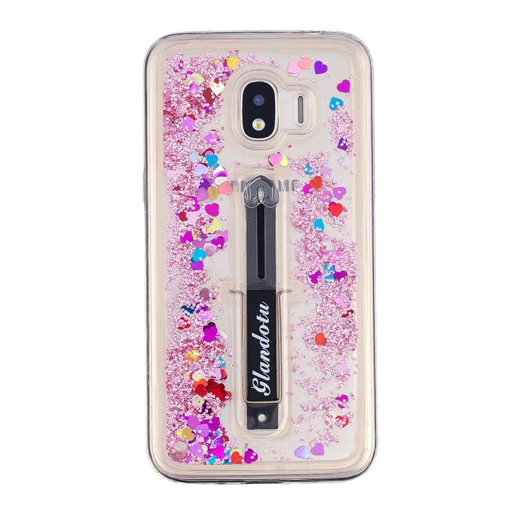 

Finger Grip Kickstand Quicksand TPU + PC Hybrid Cover Case for Samsung Galaxy J2 Pro 2018 - Rose