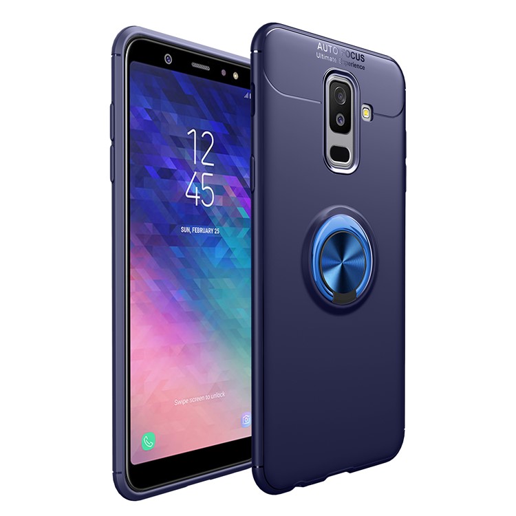 Палец кольцо подставка tpu мобильный телефон чехол для samsung galaxy a6 + (2018) / a9 star lite (встроенный металлический лист) - синий