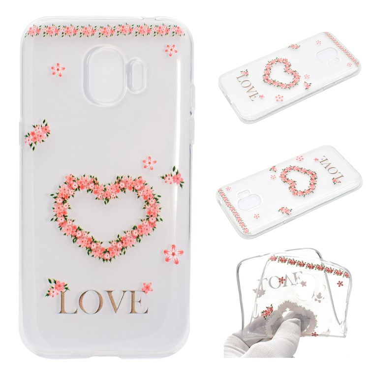 

Pattern Printing TPU Mobile Phone Shell for Samsung Galaxy J2 Pro 2018 - Flowers Love Heart, Galaxy J2 Pro 2018
