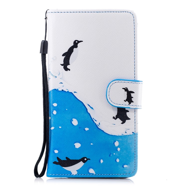 

Patterned Leather Wallet Mobile Phone Cover for Samsung Galaxy J6 (2018) - Penguins, Galaxy J6 (2018)
