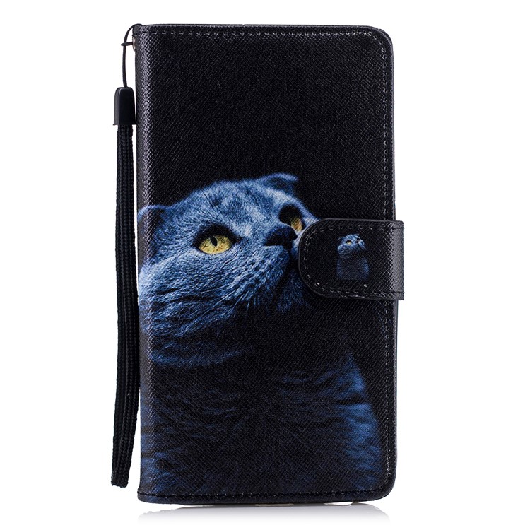 

For Samsung Galaxy J4 (2018) Pattern Printing Leather Stand Wallet Flip Case - Black Cat, Galaxy J4 (2018)