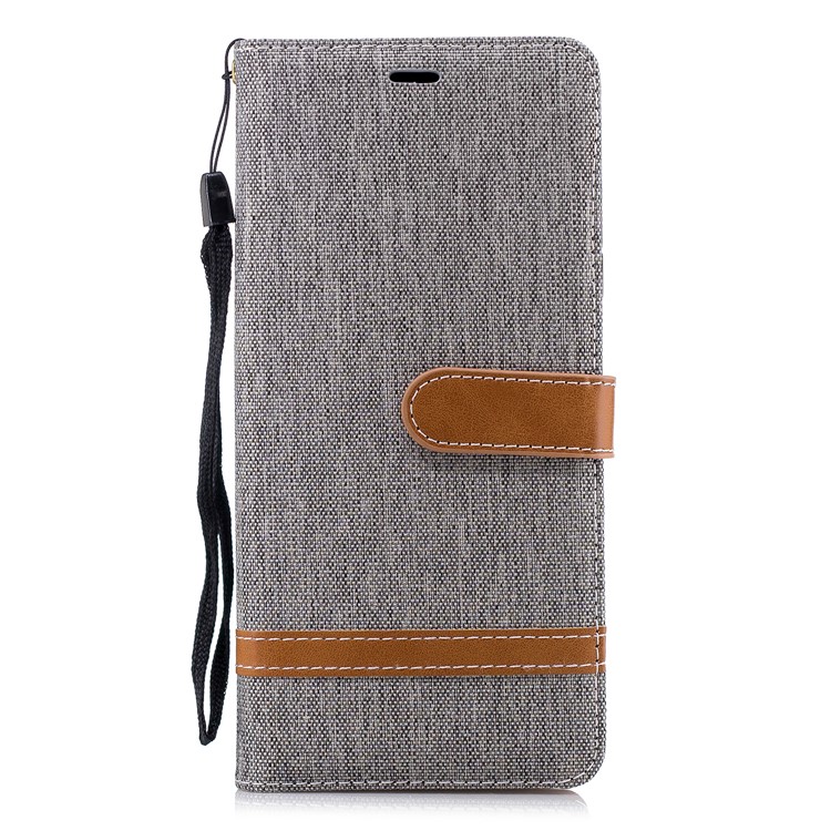 Case de Cuero de Billetera de Textura de Tela de Jeans Para Samsung Galaxy Note 9 - Gris-2