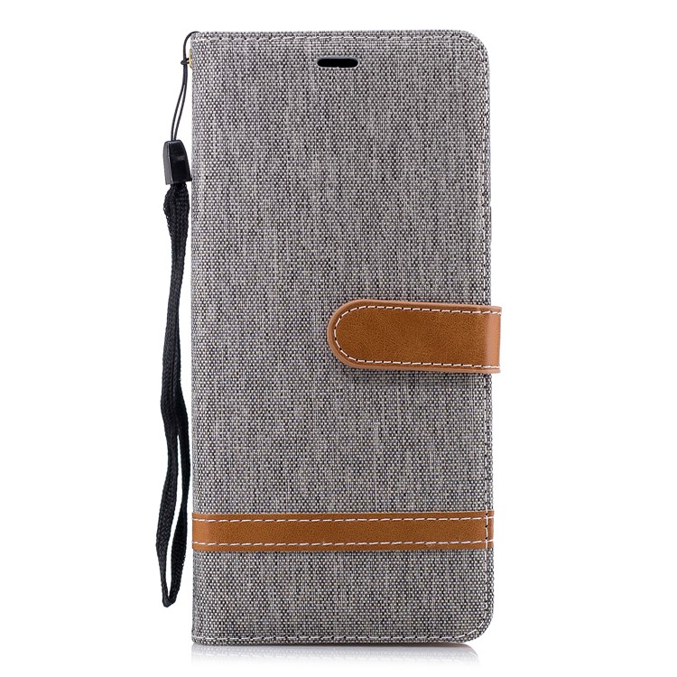 Jeans Texture Texture Wortet Stand in Pelle Per Samsung Galaxy Note 9 - Grigio