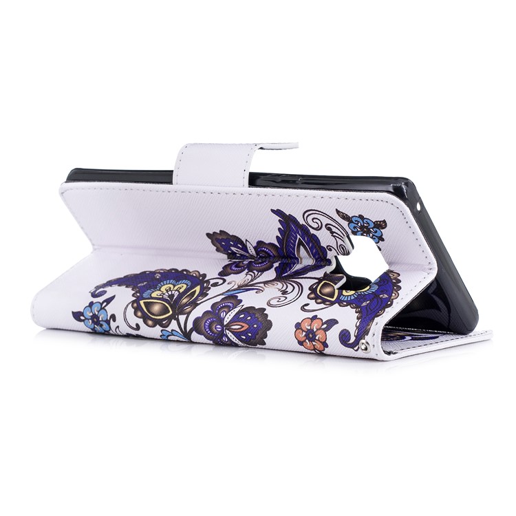 Pattern Printing Wallet Stand Leather Casing for Samsung Galaxy Note 9 - Butterfly and Flower-4