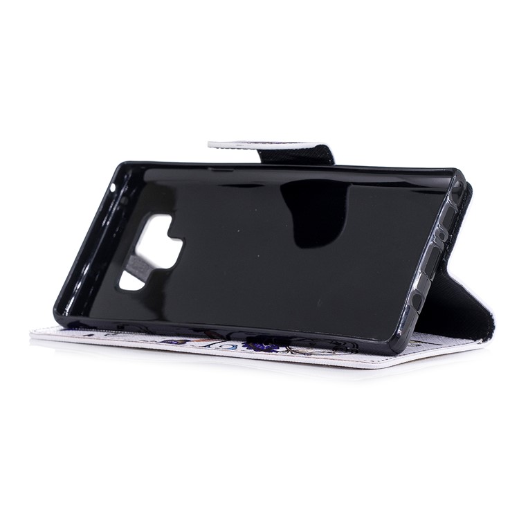 Pattern Printing Wallet Stand Leather Casing for Samsung Galaxy Note 9 - Butterfly and Flower-5