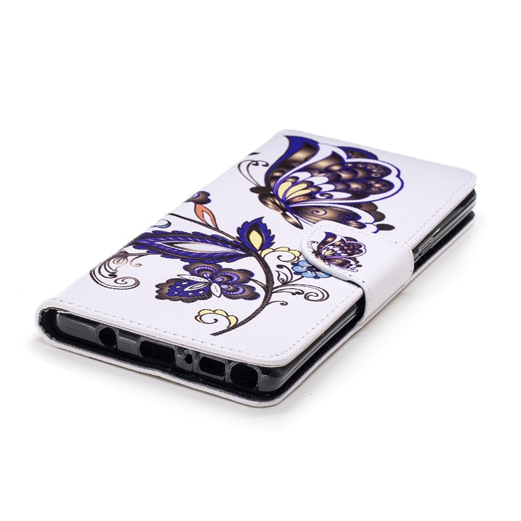 Pattern Printing Wallet Stand Leather Casing for Samsung Galaxy Note 9 - Butterfly and Flower-6