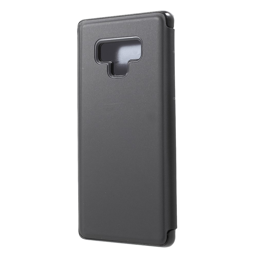 View Fenêtre Plaqué Miroir de Surface Couvercle de Support en Cuir Pour Samsung Galaxy Note9 N960 - le Noir-2