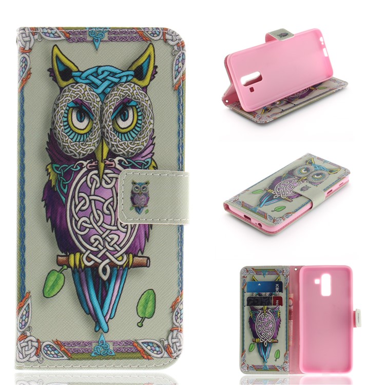 

Pattern Printing Stand Leather Wallet Case for Samsung Galaxy J8 (2018) - Owl Pattern