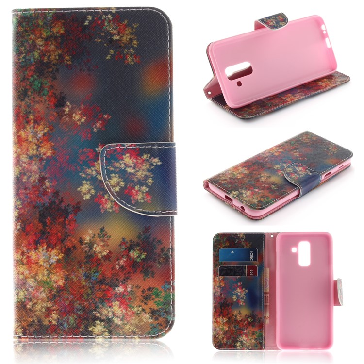 

Pattern Printing Leather Wallet Case for Samsung Galaxy A6+ (2018) / A9 Star Lite - Flowers Pattern, Galaxy A6+ (2018)