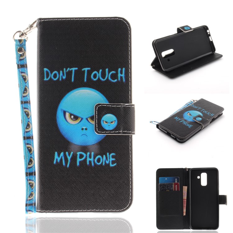 

Pattern Printing Leather Wallet Stand Cover for Samsung Galaxy A6+ (2018) / A9 Star Lite - Blue Do not Touch My Phone, Galaxy A6+ (2018)