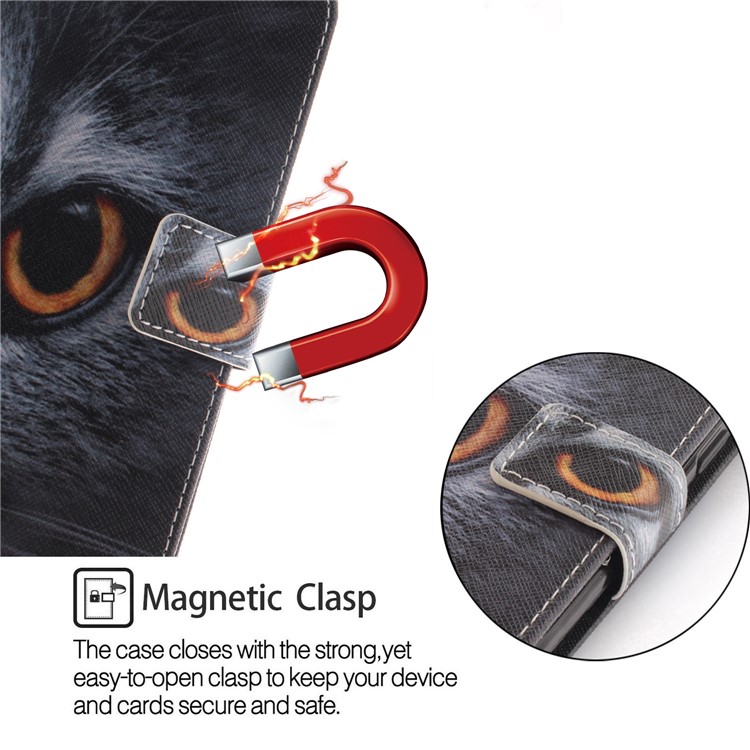 Pattern Printing Stand Magnetic Wallet Leather Cell Phone Cover for Samsung Galaxy A6 (2018) - Eyes-6
