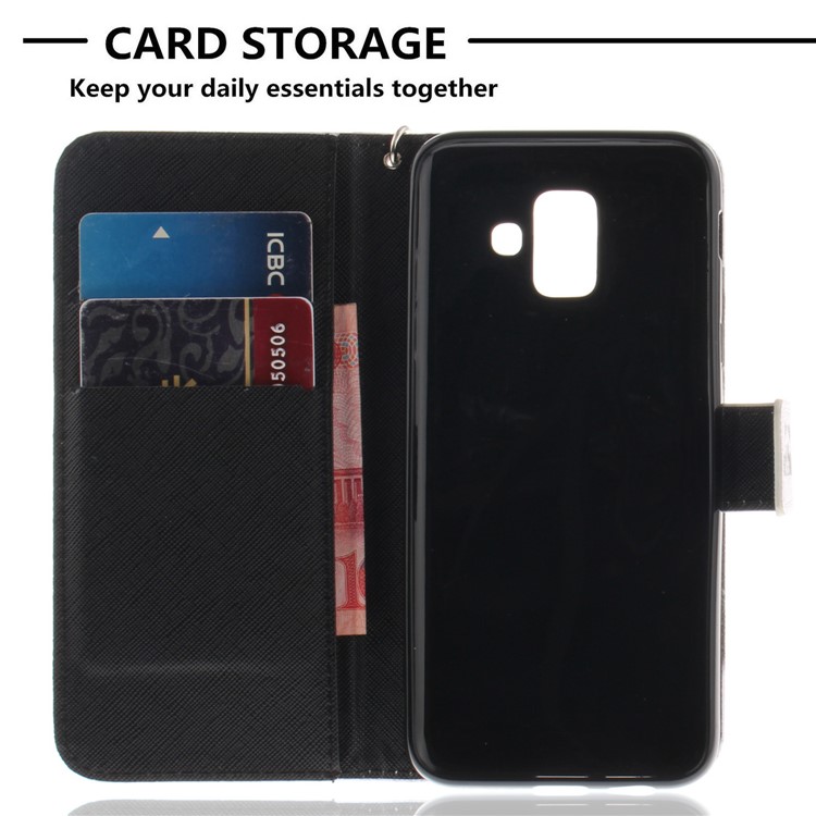 Pattern Printing Stand Magnetic Wallet Leather Cell Phone Cover for Samsung Galaxy A6 (2018) - Eyes-7
