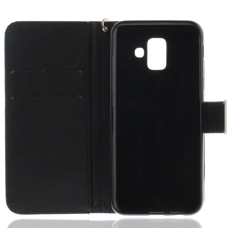 Pattern Printing Stand Magnetic Wallet Leather Cell Phone Cover for Samsung Galaxy A6 (2018) - Eyes-8