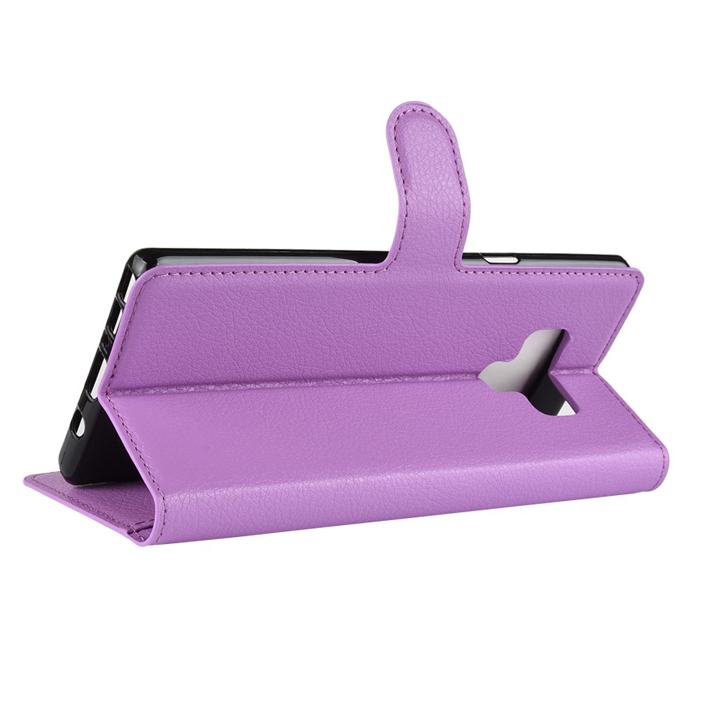 Litchi Texture Wallet Stand Leather Mobile Phone Cover for Samsung Galaxy Note 9 - Purple-5