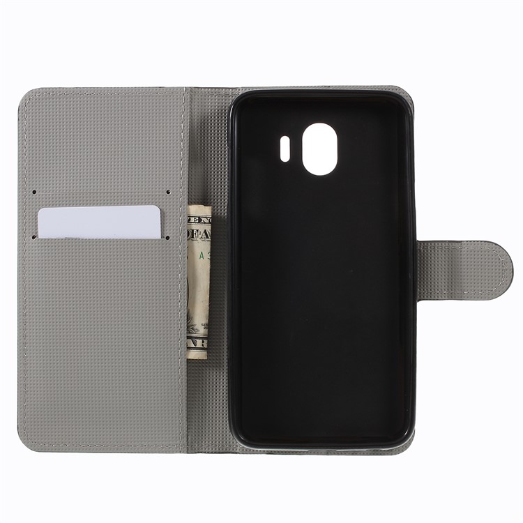 Pattern Printing PU Leather Magnetic Wallet Stand Casing for Samsung Galaxy J4 (2018) - Sleeping Owl-4