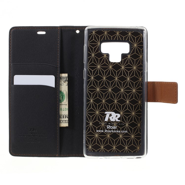 ROAR KOREA Sarja Carteira De Couro Estojo Magnético Para Samsung Galaxy Note 9 - Preto-6