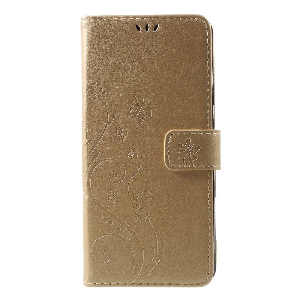 

Imprint Butterfly Flower Stand Wallet Leather Phone Case for Samsung Galaxy Note 9 - Gold