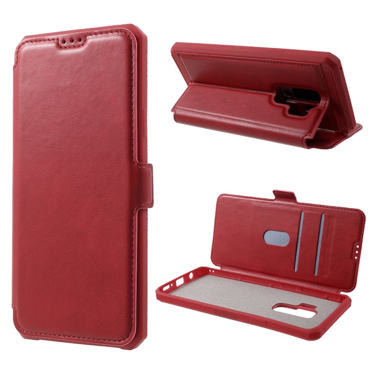 

PU Leather Stand Card Holder Magnetic Flip Phone Case for Samsung Galaxy S9+ SM-G965 - Red