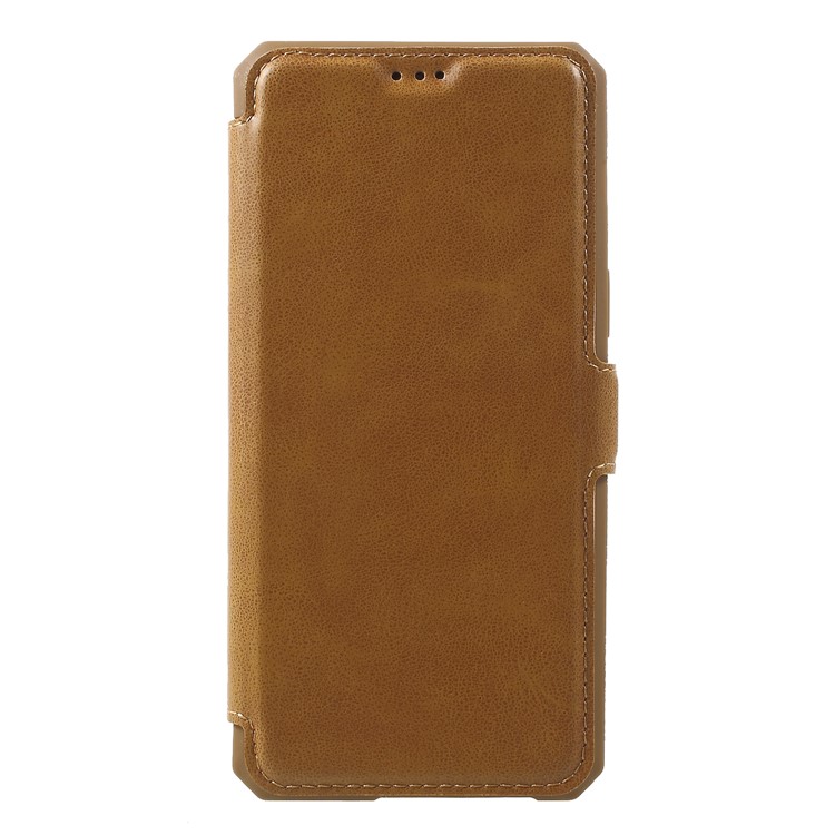 

Drop-proof Card Holder Stand Leather Mobile Phone Shell for Samsung Galaxy A8 (2018) - Brown