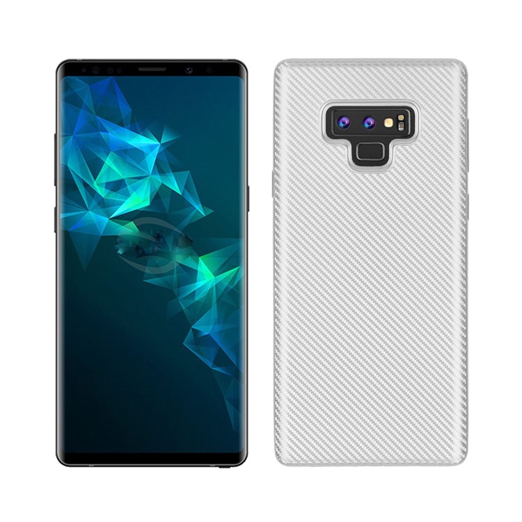 

Carbon Fiber Texture Soft TPU Back Phone Cover for Samsung Galaxy Note 9 - Silver, Galaxy Note9 N960