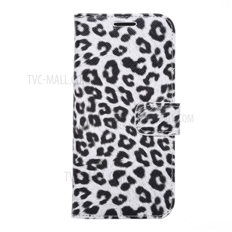 Bolsa De Couro Para Carteira De Textura Leopardo Para Samsung Galaxy S7 G930 - Branco-2
