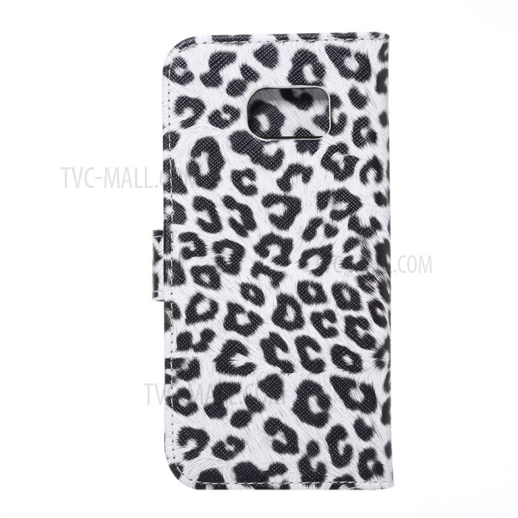 Bolsa De Couro Para Carteira De Textura Leopardo Para Samsung Galaxy S7 G930 - Branco-3