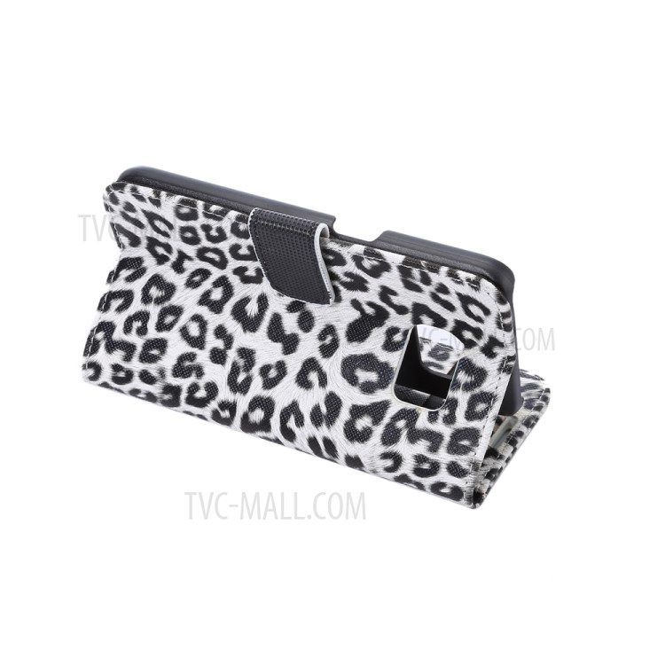 Bolsa De Couro Para Carteira De Textura Leopardo Para Samsung Galaxy S7 G930 - Branco-5
