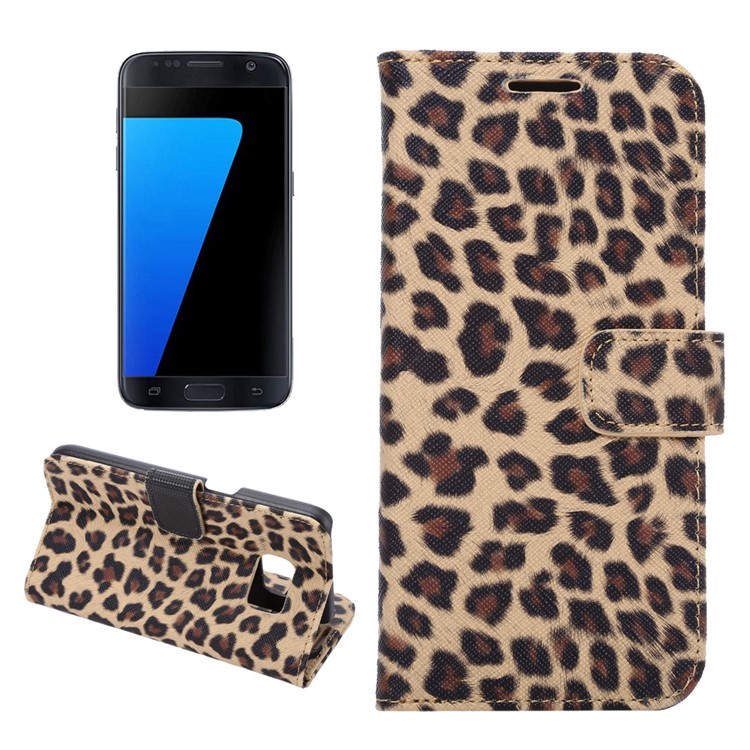Leopard Textur Brieftasche Lederhülle Für Samsung Galaxy S7 G930 - Gelb-1