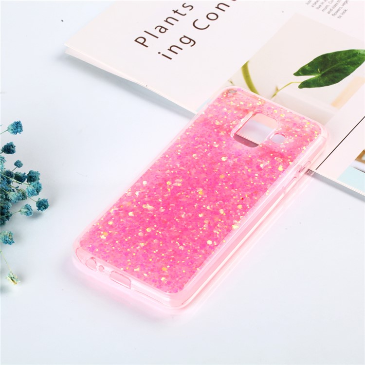 

Цвет Изменяя Sequins Акриловый Случай Сотового Телефона TPU Для Галактики Samsung A6 (2018) - Роза, Galaxy A6 (2018)