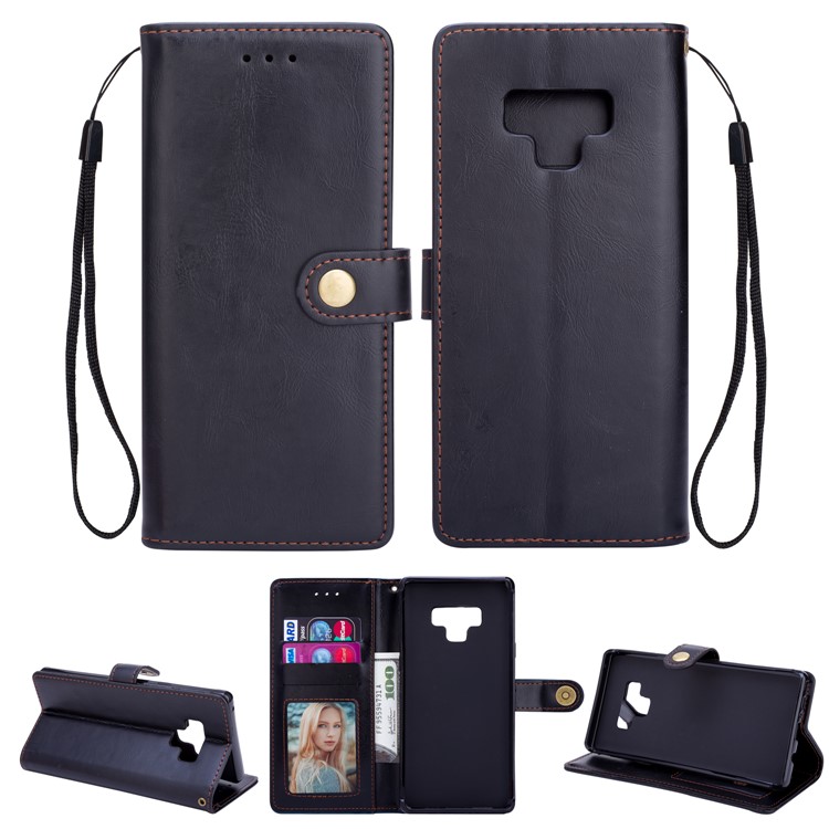 

Metal Buckle Leather Stand Wallet Case for Samsung Galaxy Note 9 - Black, Galaxy Note9 N960