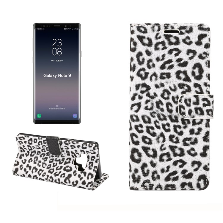 

Леопардовый Рисунок Кошелек Подставка Кожаный Чехол Для Samsung Galaxy Note 9 - Белый