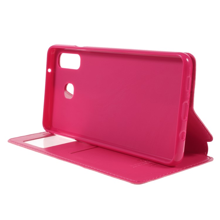 ROAR View Window Noble Leather Flip Stand Case for Samsung Galaxy A8 Star / A9 Star (China) - Rose-4