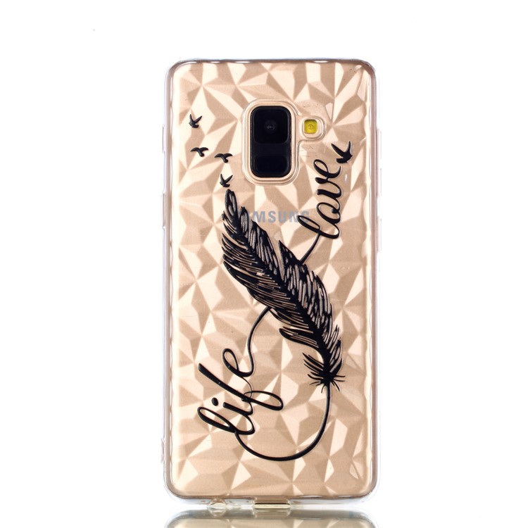

Для Samsung Galaxy A6 (2018) Тисненый Цветочный Узор 3D-алмазная Поверхность Корпус Для Телефона TPU - Перо Перо, Galaxy A6 (2018)