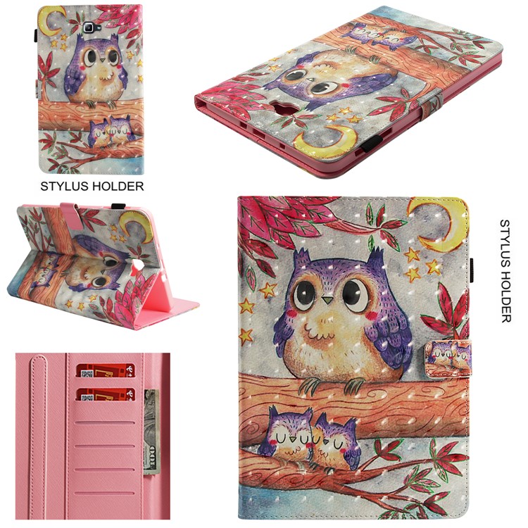 

Light Spot Decor Patterned Wallet Leather Smart Cover for Samsung Galaxy Tab A 10.1 (2016) T580 T585 - Lovely Owls, Galaxy Tab A 10.1 (2016)