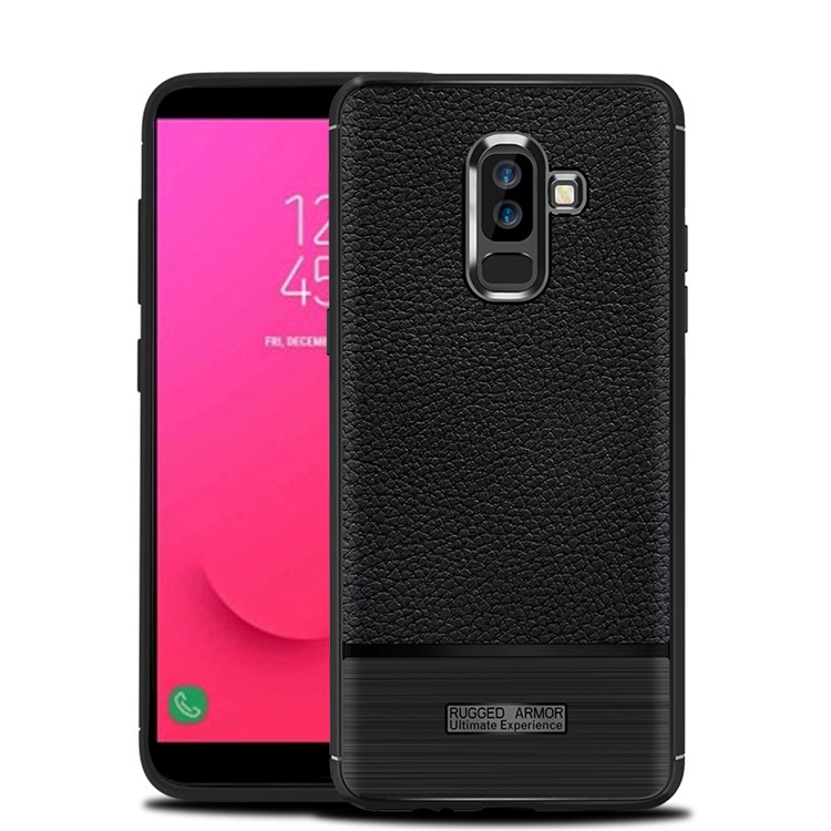 

Litchi Текстура И Щетка Корпус TPU Для Галактики J8 Samsung (2018) - Черный