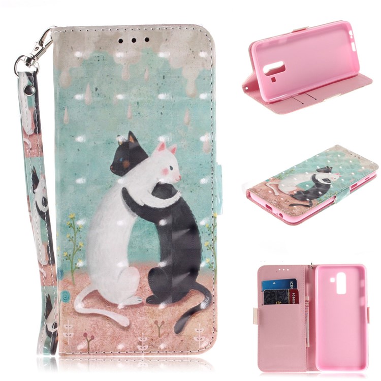 

Pattern Printing Wallet Leather Stand Phone Cover for Samsung Galaxy J8 (2018) - Hugging Cats