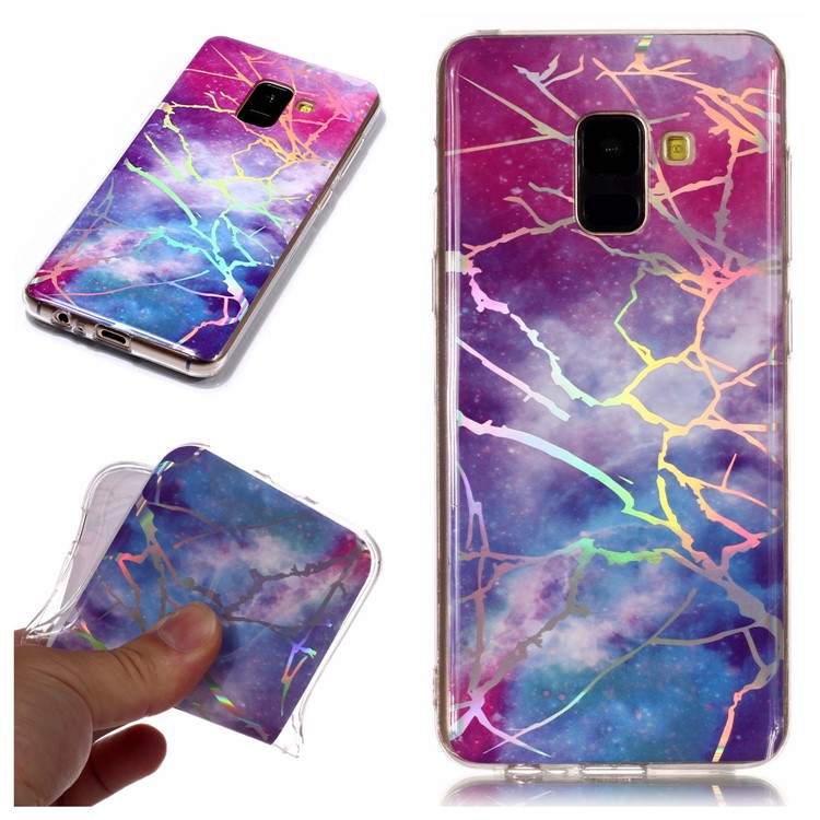 Marble Pattern Plated IMD TPU Cover Protector for Samsung Galaxy A8 (2018) - Multi-color-1