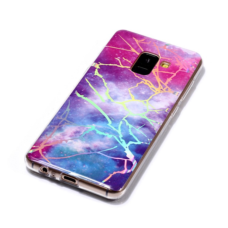 Marble Pattern Plated IMD TPU Cover Protector for Samsung Galaxy A8 (2018) - Multi-color-4