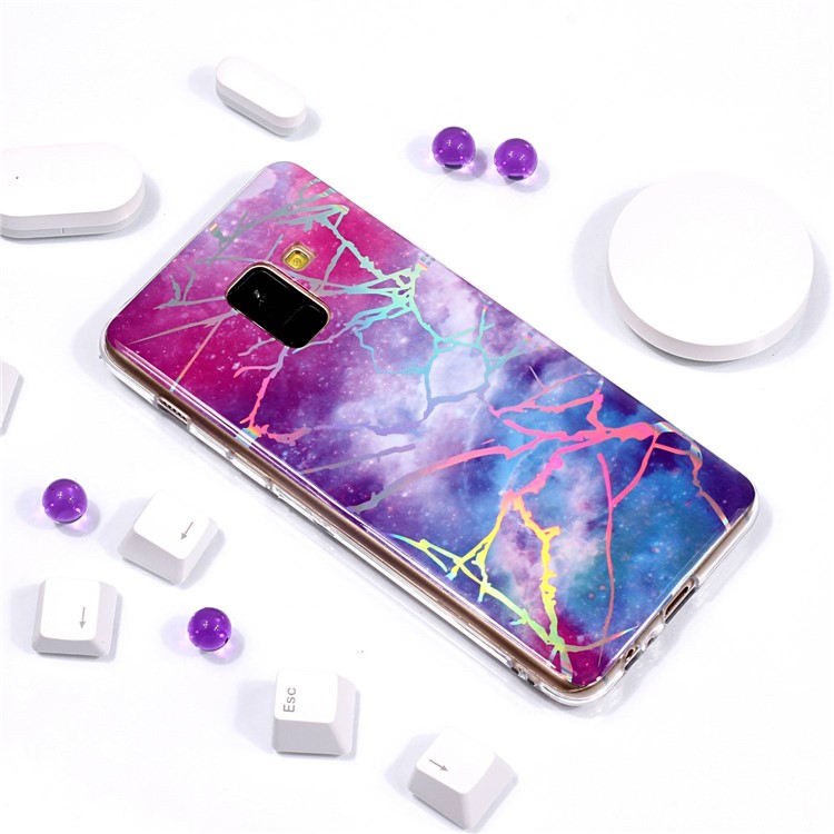 Marble Pattern Plated IMD TPU Cover Protector for Samsung Galaxy A8 (2018) - Multi-color-5