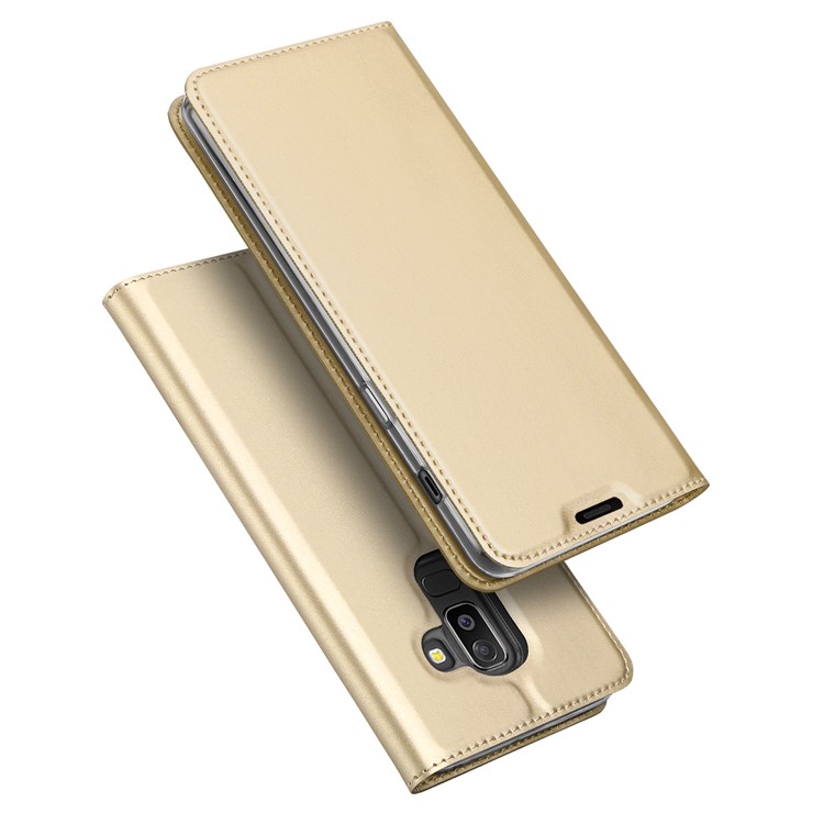 

DUX DUCIS Skin Pro Series Card Holder Stand Leather Mobile Cover for Samsung Galaxy J8 (2018) - Gold