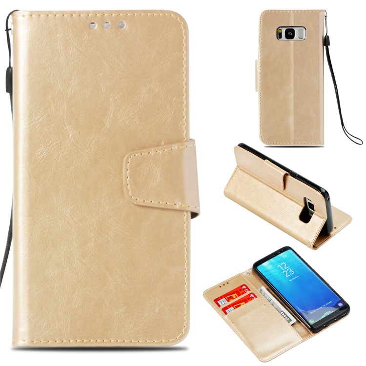 

Retro PU Leather Wallet Magnetic Mobile Casing for Samsung Galaxy S8 G950 - Gold, Galaxy S8
