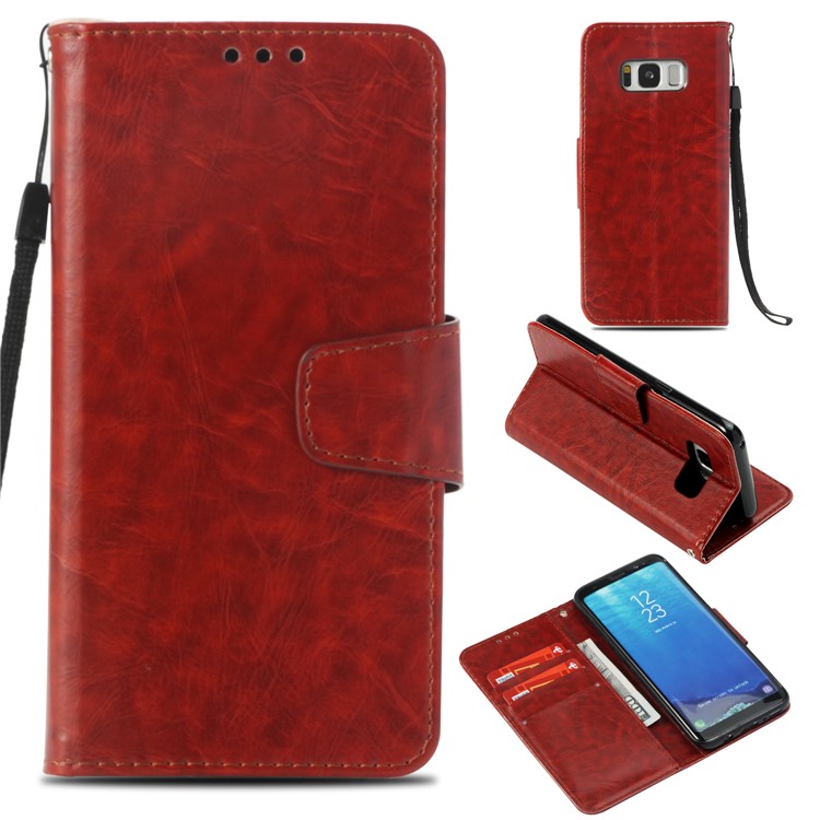 

Retro PU Leather Wallet Magnetic Phone Accessory Cover for Samsung Galaxy S8 G950 - Brown, Galaxy S8