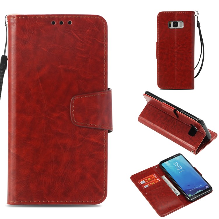 

Ретро-стиль PU Кожаный Защитный Чехол Корпуса Для Галактики Samsung S8 + SM-G955 - Коричневый