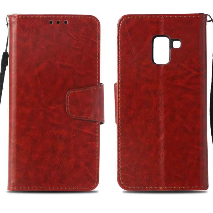 Retro Style Stand Wallet Leather Protection Case for Samsung Galaxy A8 (2018) - Brown-3