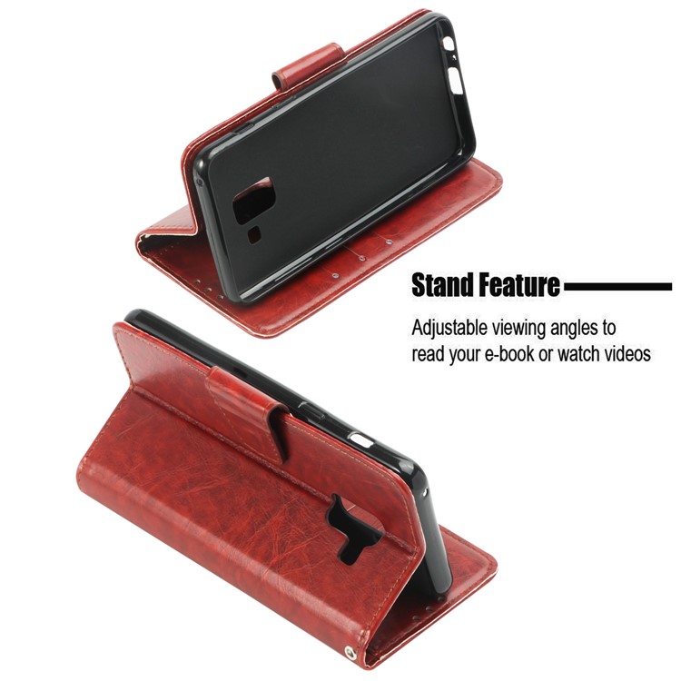 Retro Style Stand Wallet Leather Protection Case for Samsung Galaxy A8 (2018) - Brown-4
