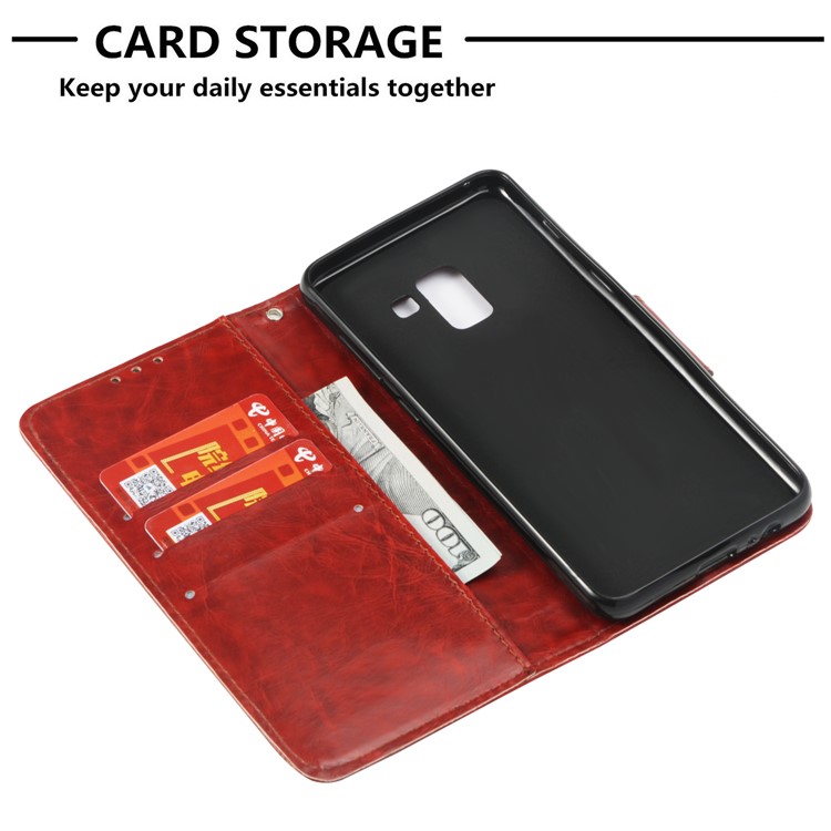 Retro Style Stand Wallet Leather Protection Case for Samsung Galaxy A8 (2018) - Brown-6