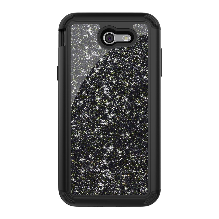 Glitter Powder Shockproof TPU PC Hybrid Phone Case for Samsung Galaxy J7 (2017) EU Version / J7 Pro (2017) - Black-2