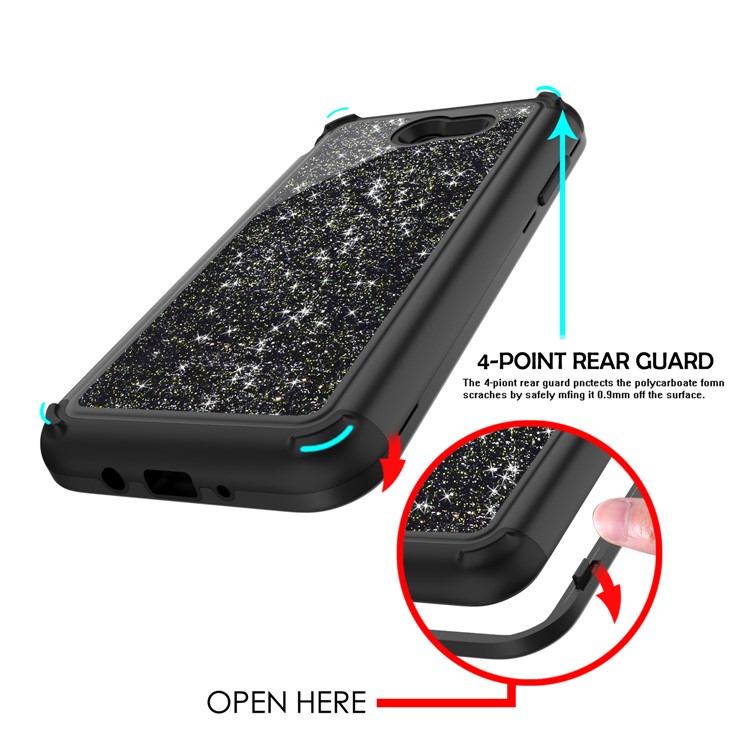 Glitter Powder Shockproof TPU PC Hybrid Phone Case for Samsung Galaxy J7 (2017) EU Version / J7 Pro (2017) - Black-5